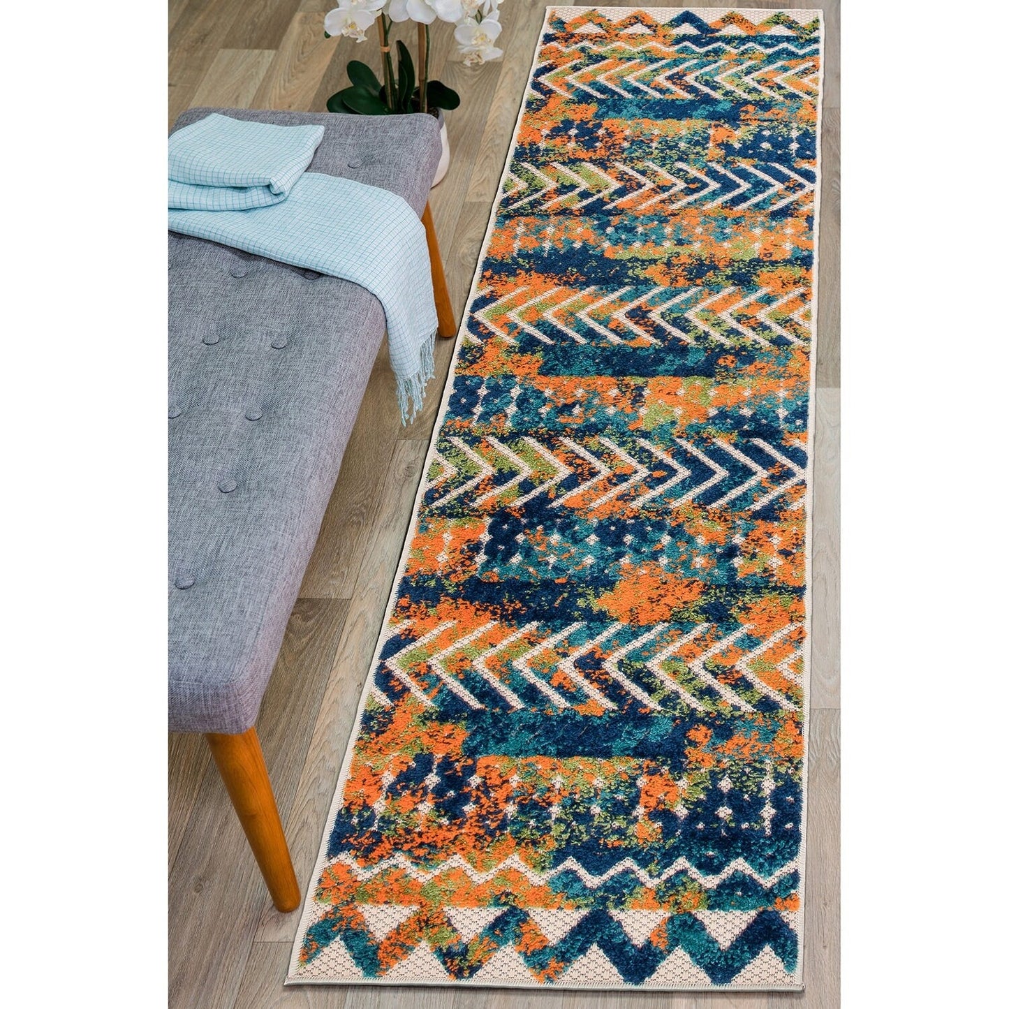 World Rug Gallery Modern Stripes Faded Geometric Indoor/Outdoor Area Rug