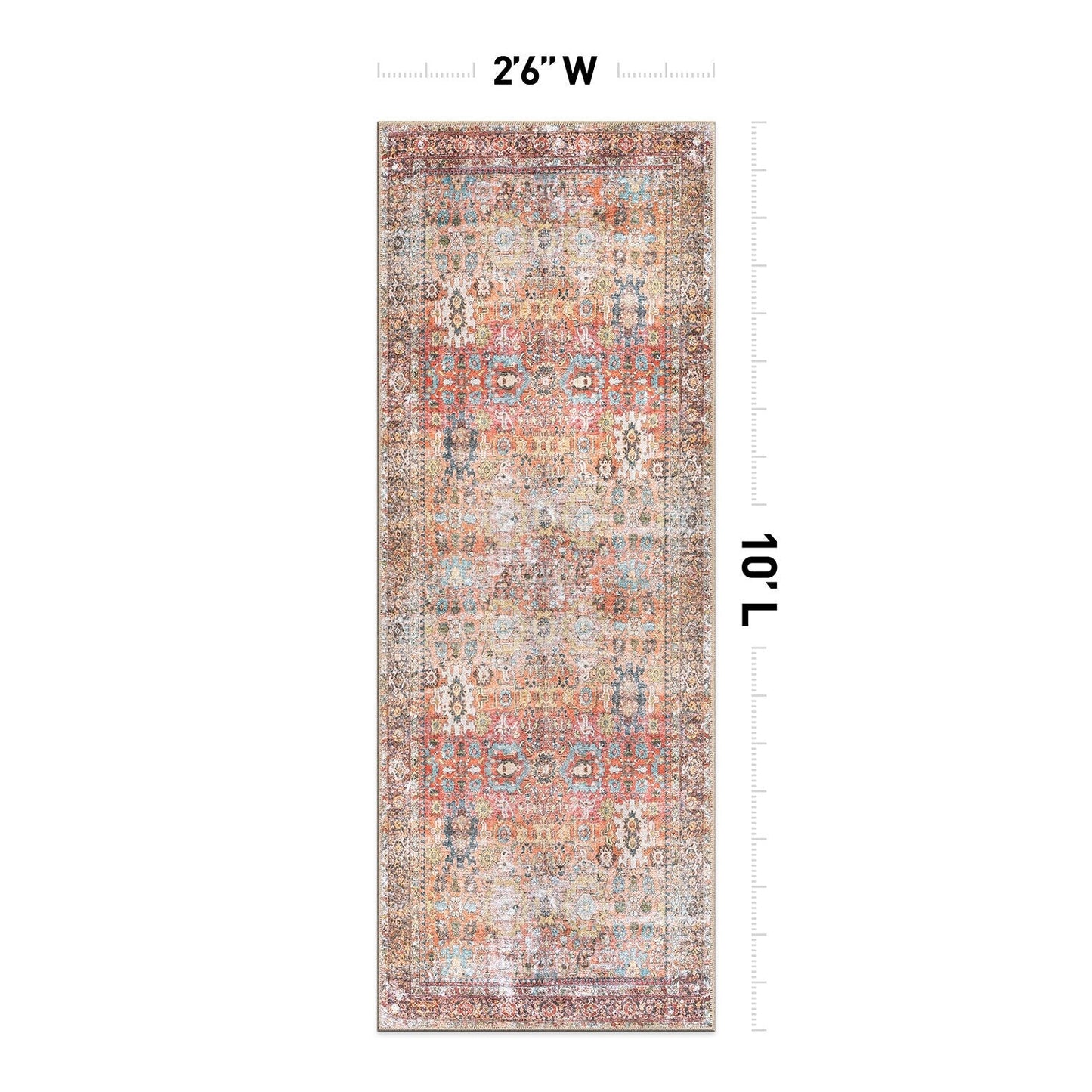 World Rug Gallery Transitional Distressed Machine Washable Non Slip Area Rug
