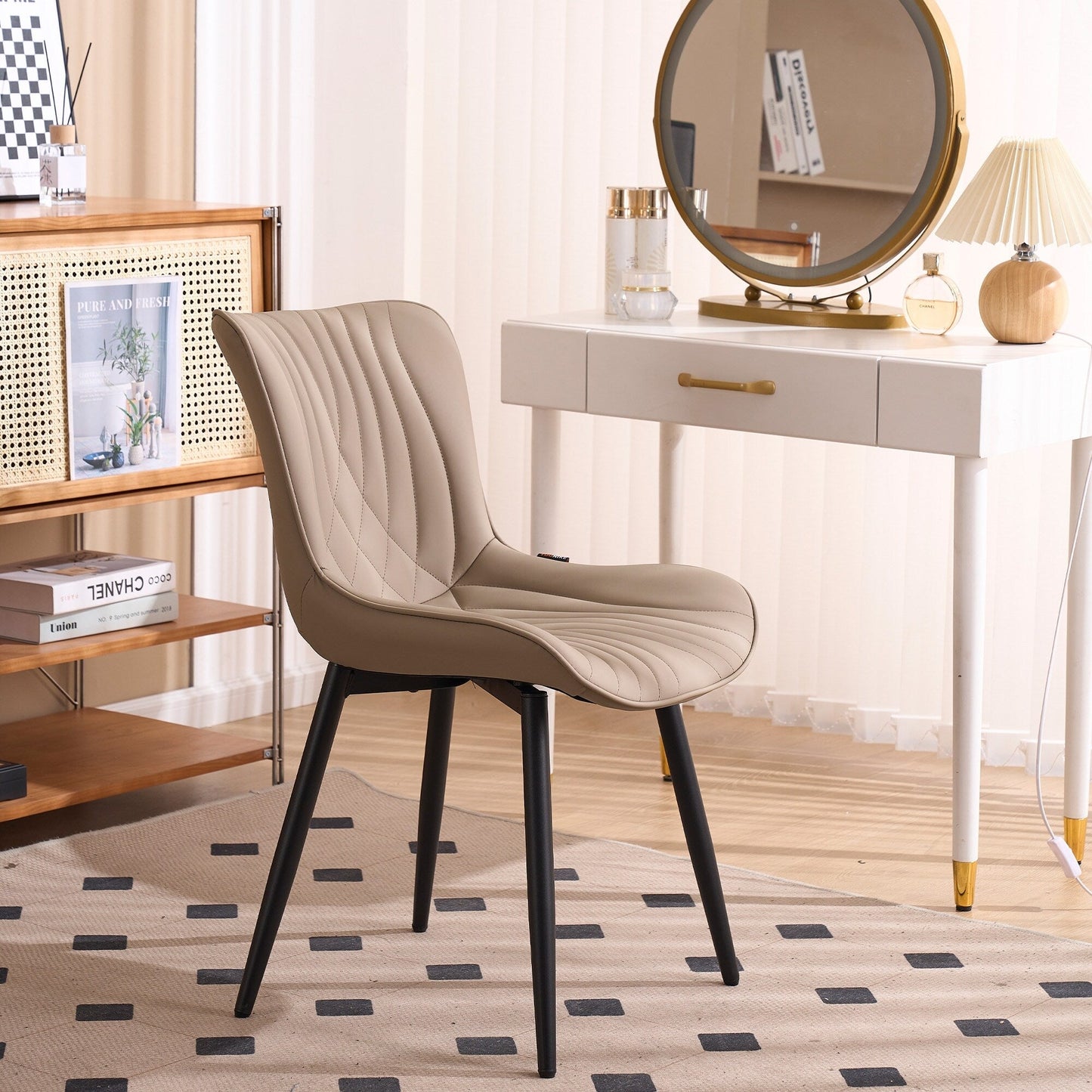 Lot de 2 chaises de salle à manger modernes en cuir rembourré sans accoudoirs