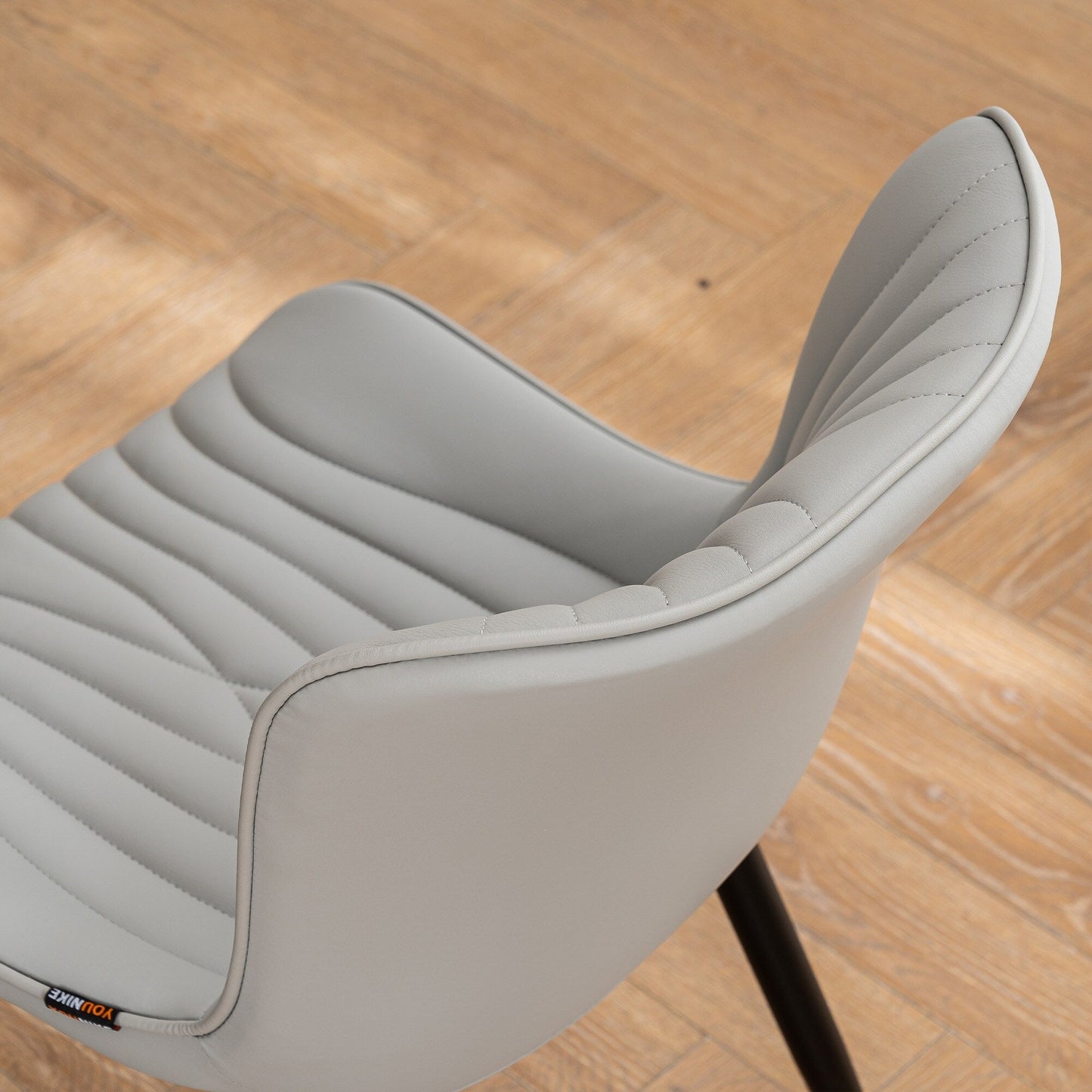 Lot de 2 chaises de salle à manger modernes en cuir rembourré sans accoudoirs