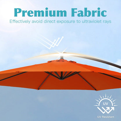 Parasol déporté à manivelle en acier de 10 pieds avec base lestée