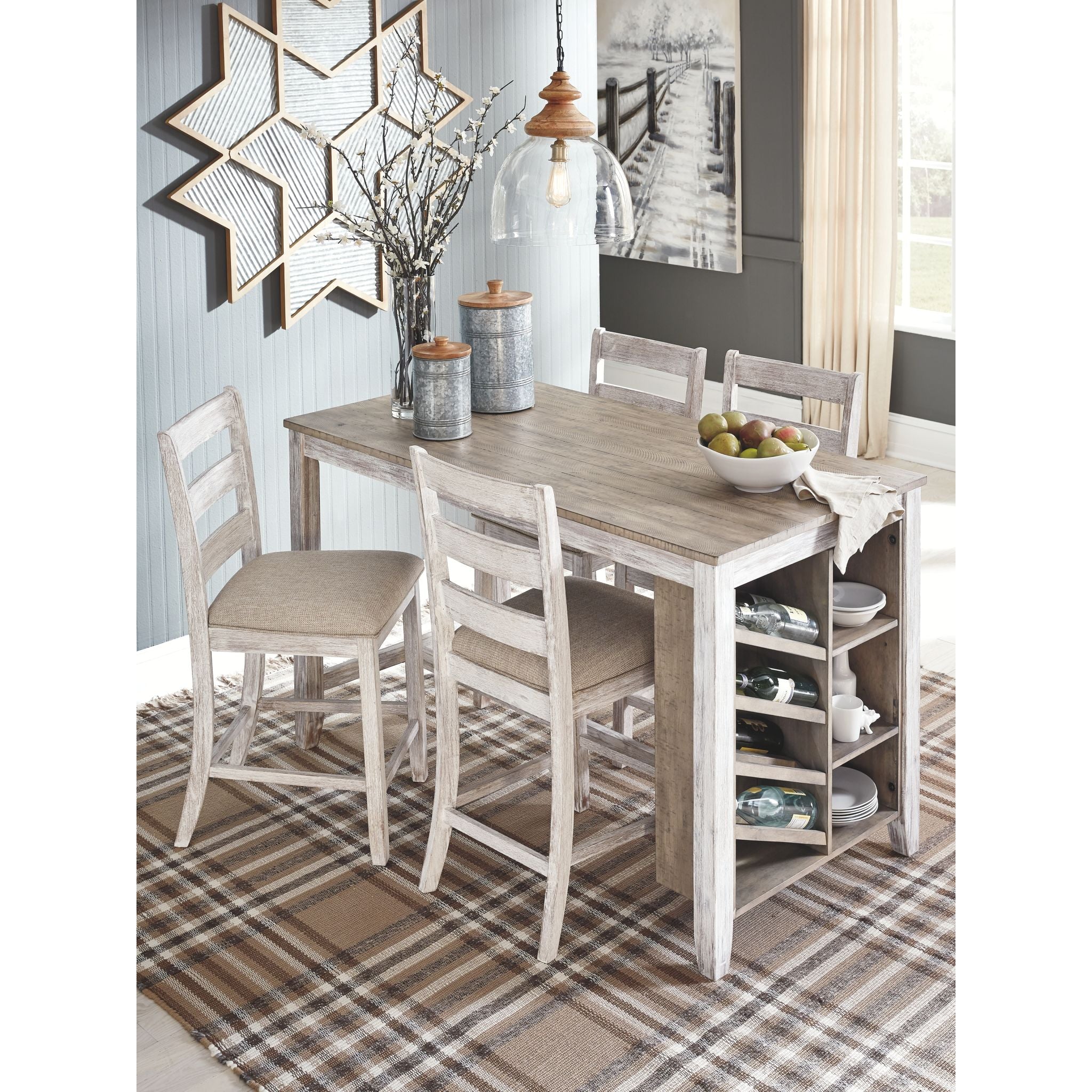 Table de bar Skempton - Blanc/marron clair - (D394-32)