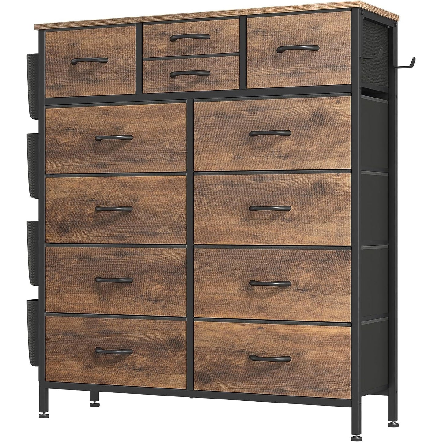 Commode haute en tissu à 12 tiroirs pour chambre à coucher