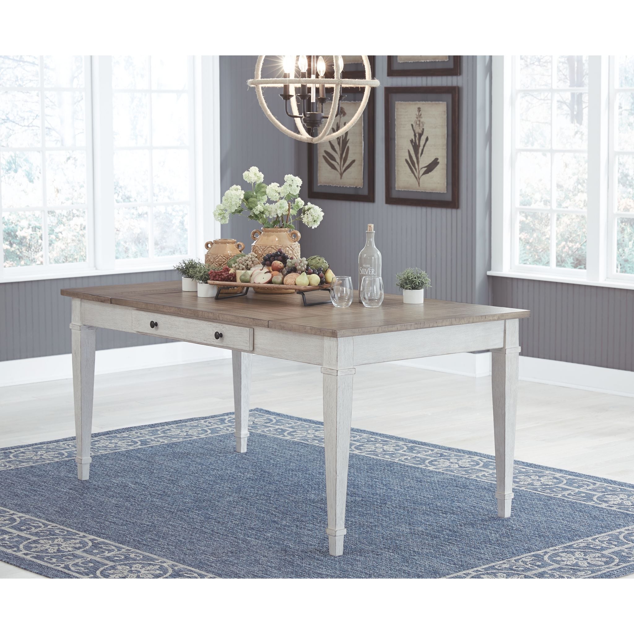 Table à manger Skempton - Blanc/Marron clair - (D394-25)