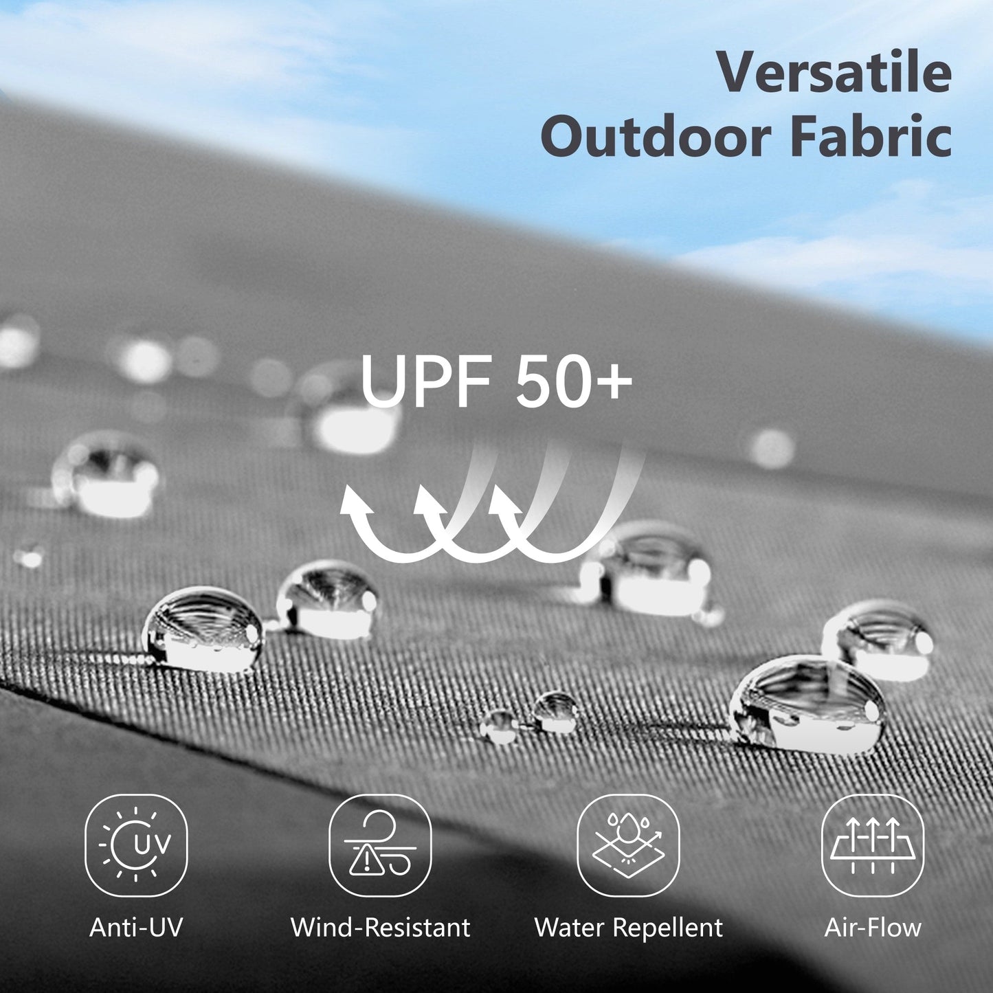 MAISON ARTS Parasol de marché extérieur rectangulaire à manivelle double face de 15 pieds Parasol de patio éclairé par LED solaire avec base incluse