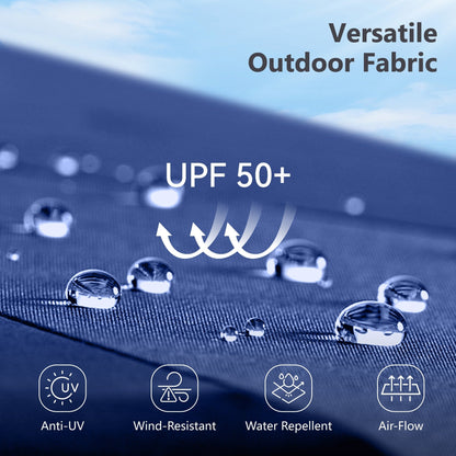 MAISON ARTS Parasol de marché extérieur rectangulaire à manivelle double face de 15 pieds Parasol de patio éclairé par LED solaire avec base incluse