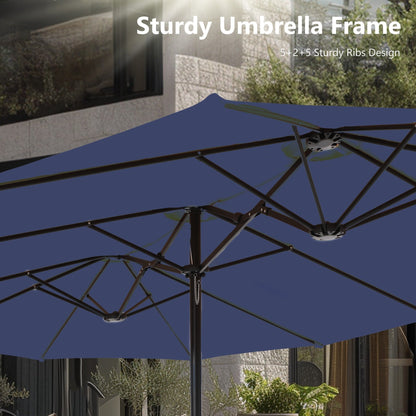 Parasol double extra large de 15 pieds pour patio double face de MAISON ARTS avec base incluse