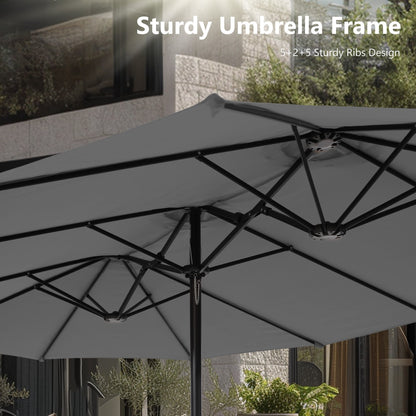 Parasol double extra large de 15 pieds pour patio double face de MAISON ARTS avec base incluse