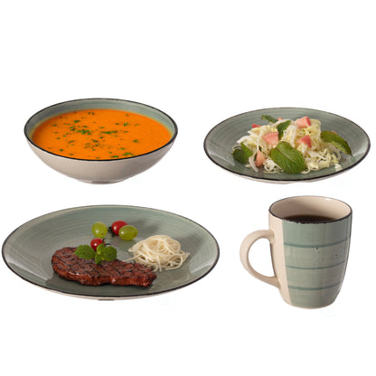 Dinewares Spin Wash Dinnerware Dish Set, Mugs, Salad and Dinner Plates and Bowls Sets, High Quality Dishes