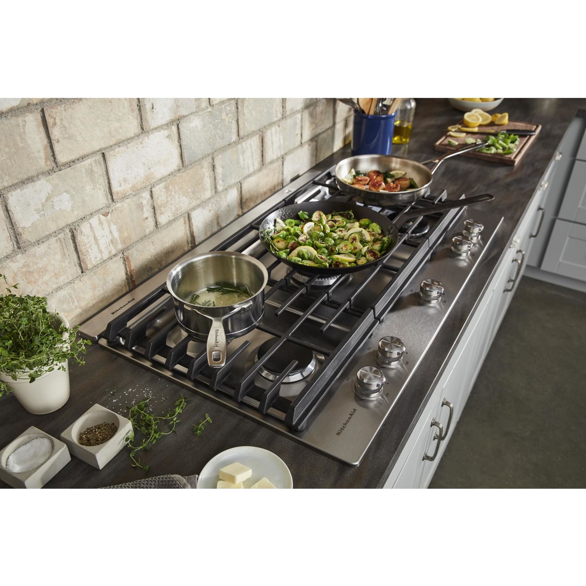Table de cuisson à gaz KitchenAid 36 po (KCGS956ESS) - Acier inoxydable