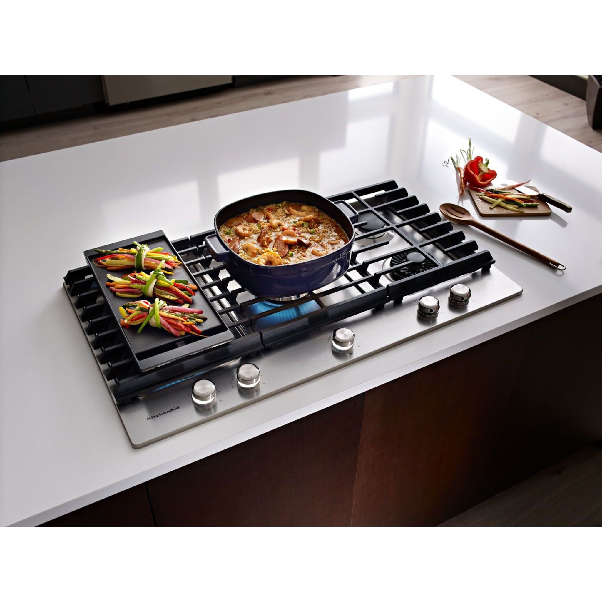 Table de cuisson à gaz KitchenAid 36 po (KCGS956ESS) - Acier inoxydable