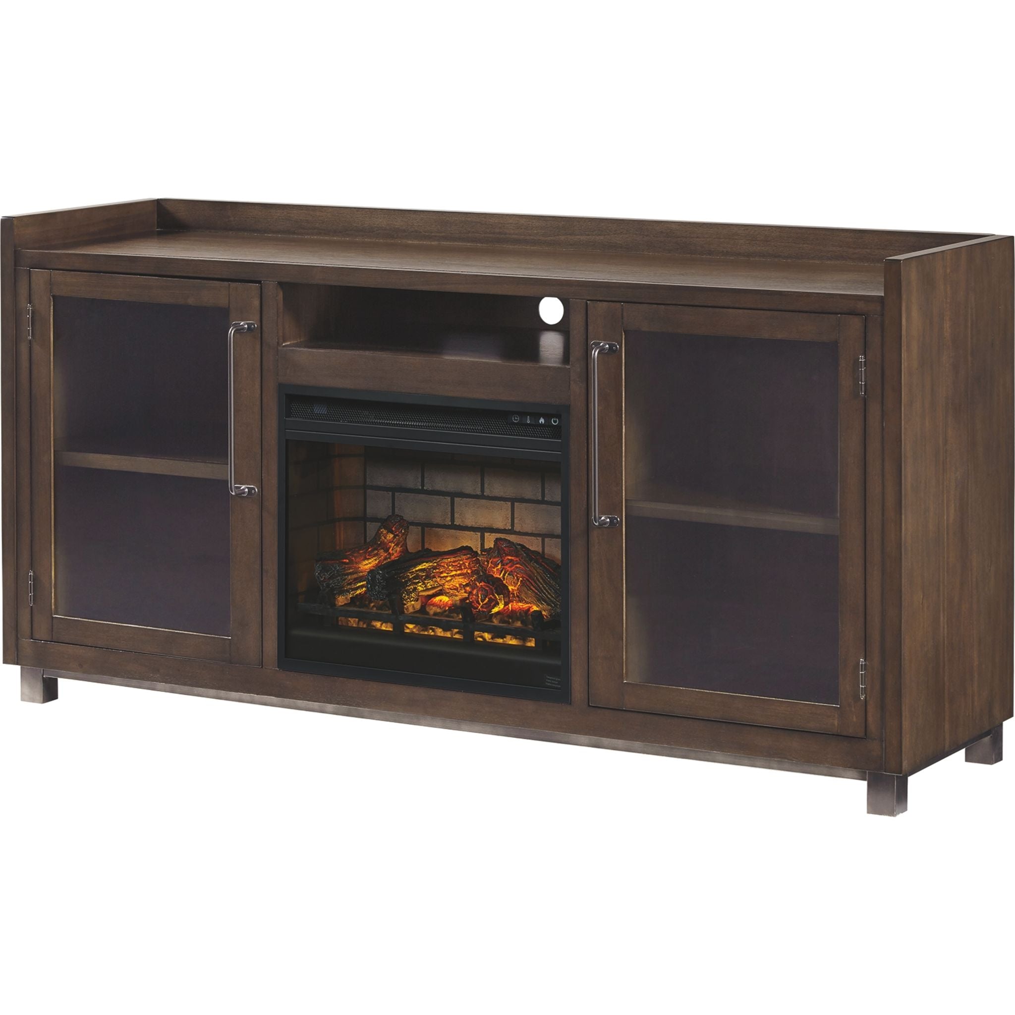 Meuble TV Starmore avec cheminée - Marron