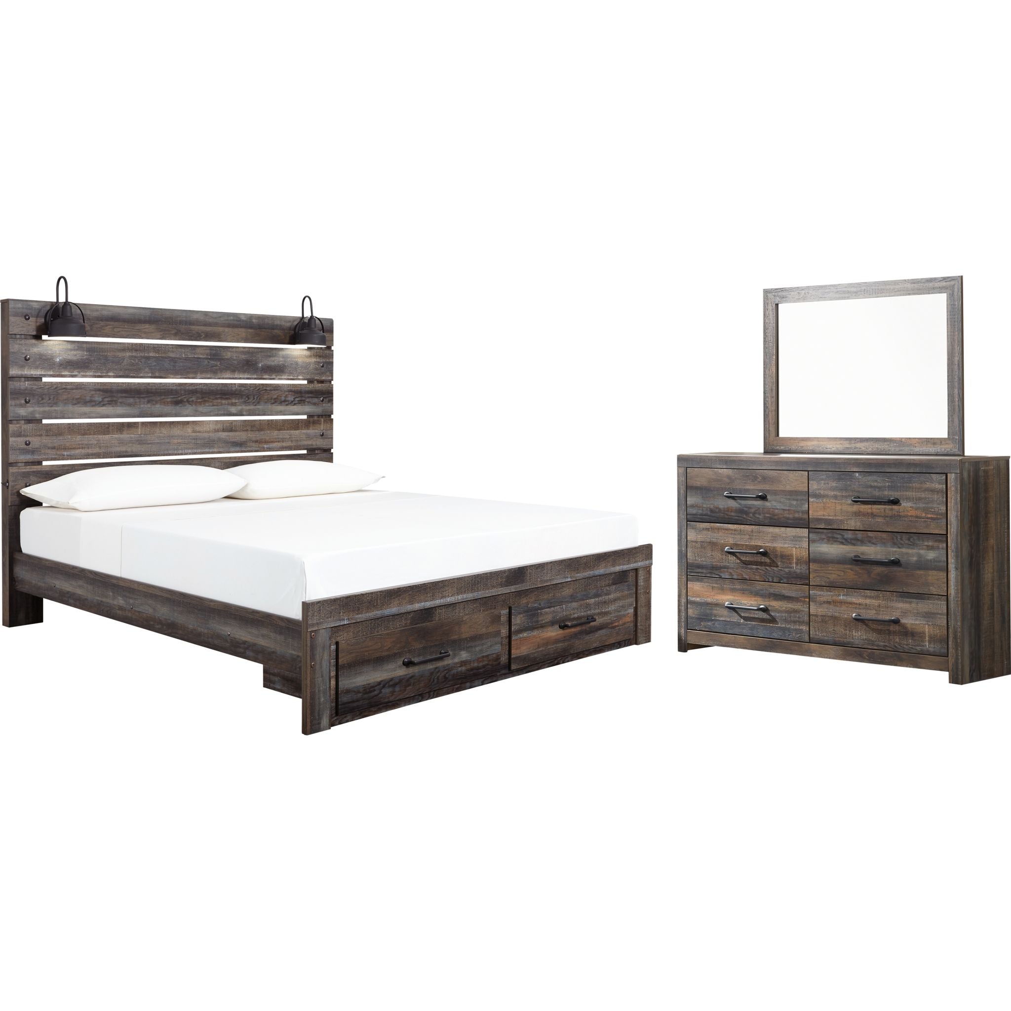 Chambre à coucher avec rangement Drystan 5 pièces pour très grand lit - Multi
