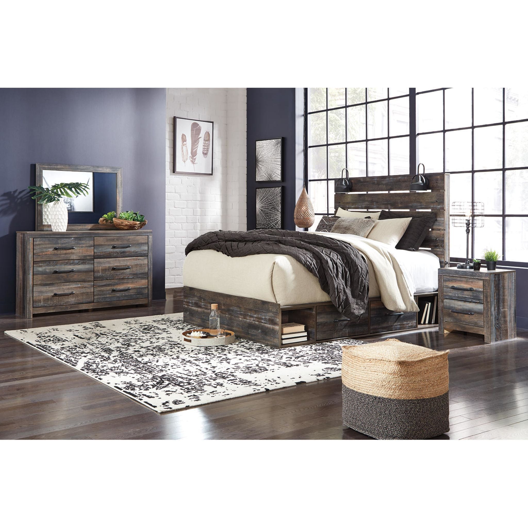 Chambre à coucher avec rangement Drystan 5 pièces pour très grand lit - Multi