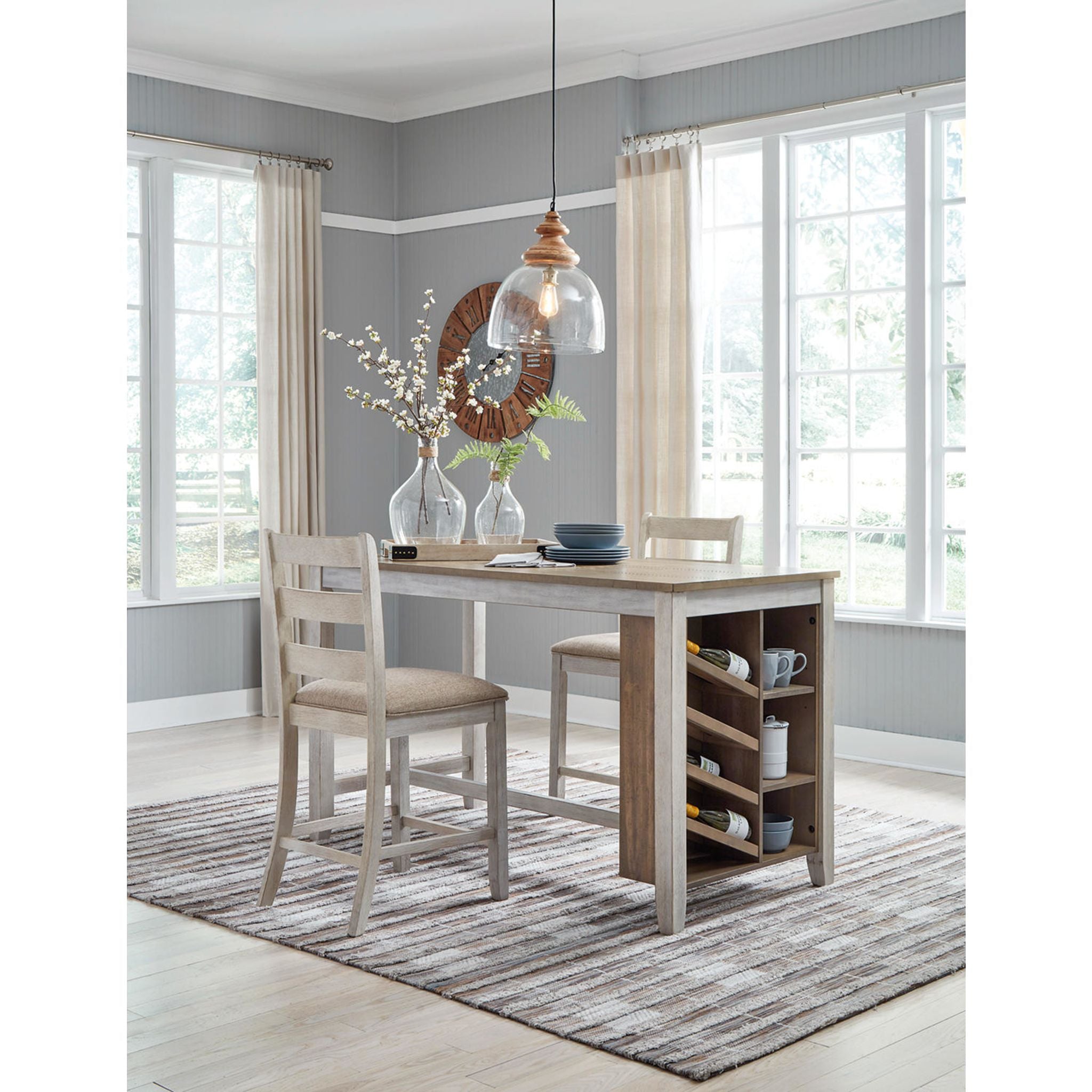Table de bar Skempton - Blanc/marron clair - (D394-32)