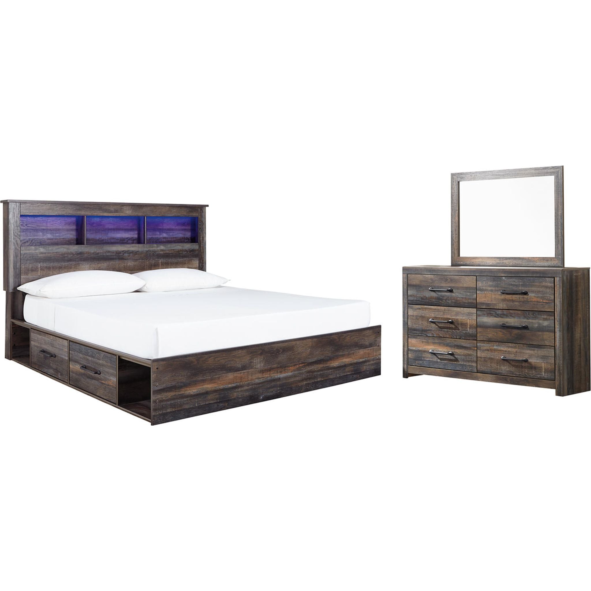 Chambre à coucher avec rangement Drystan 5 pièces pour très grand lit - Multi