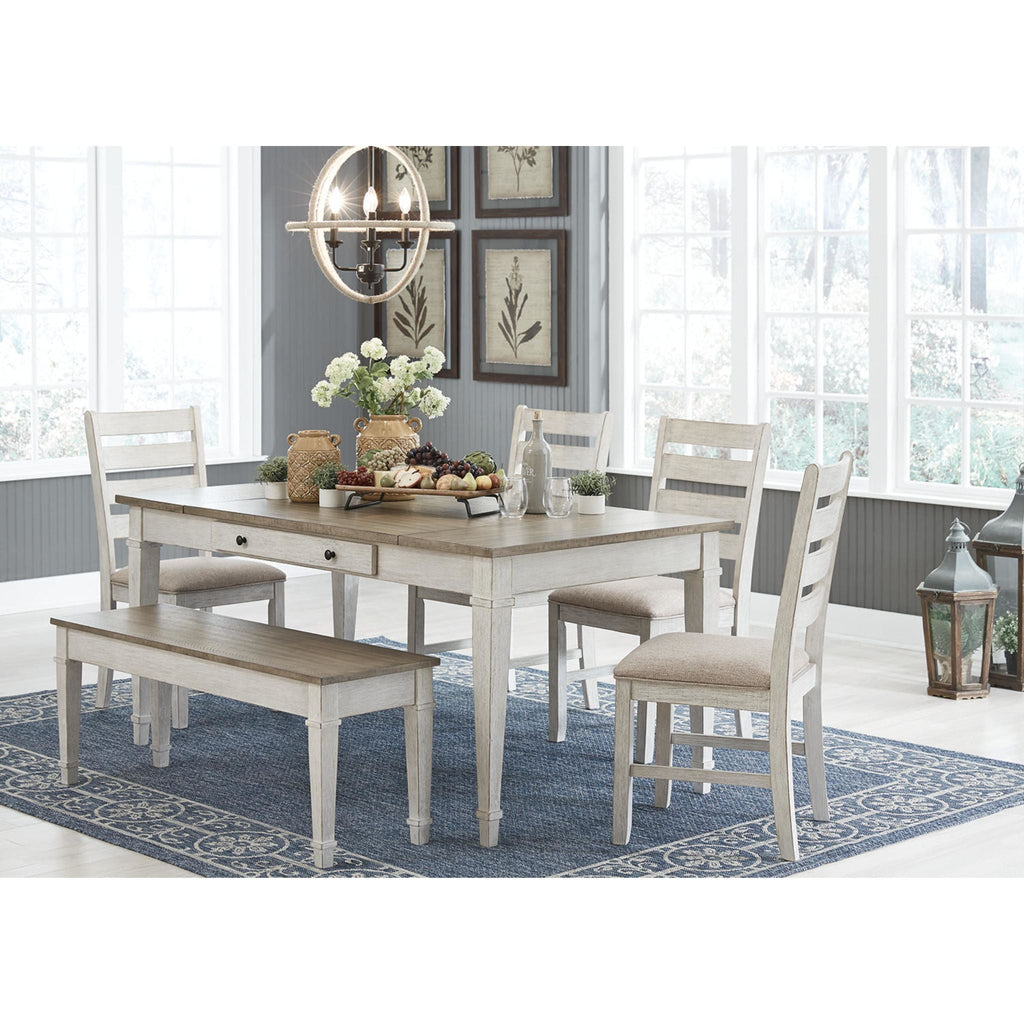 Table à manger Skempton - Blanc/Marron clair - (D394-25)