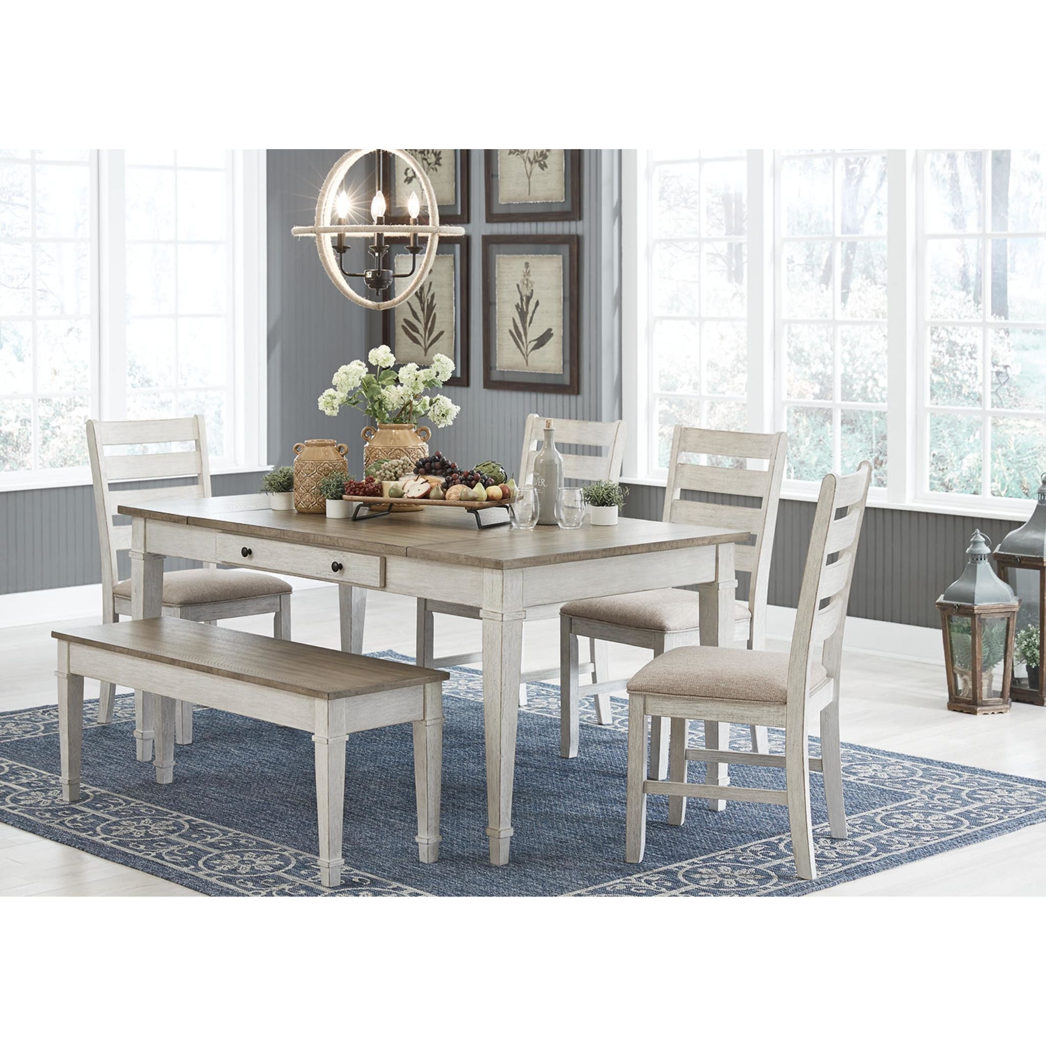 Table à manger Skempton - Blanc/Marron clair - (D394-25)