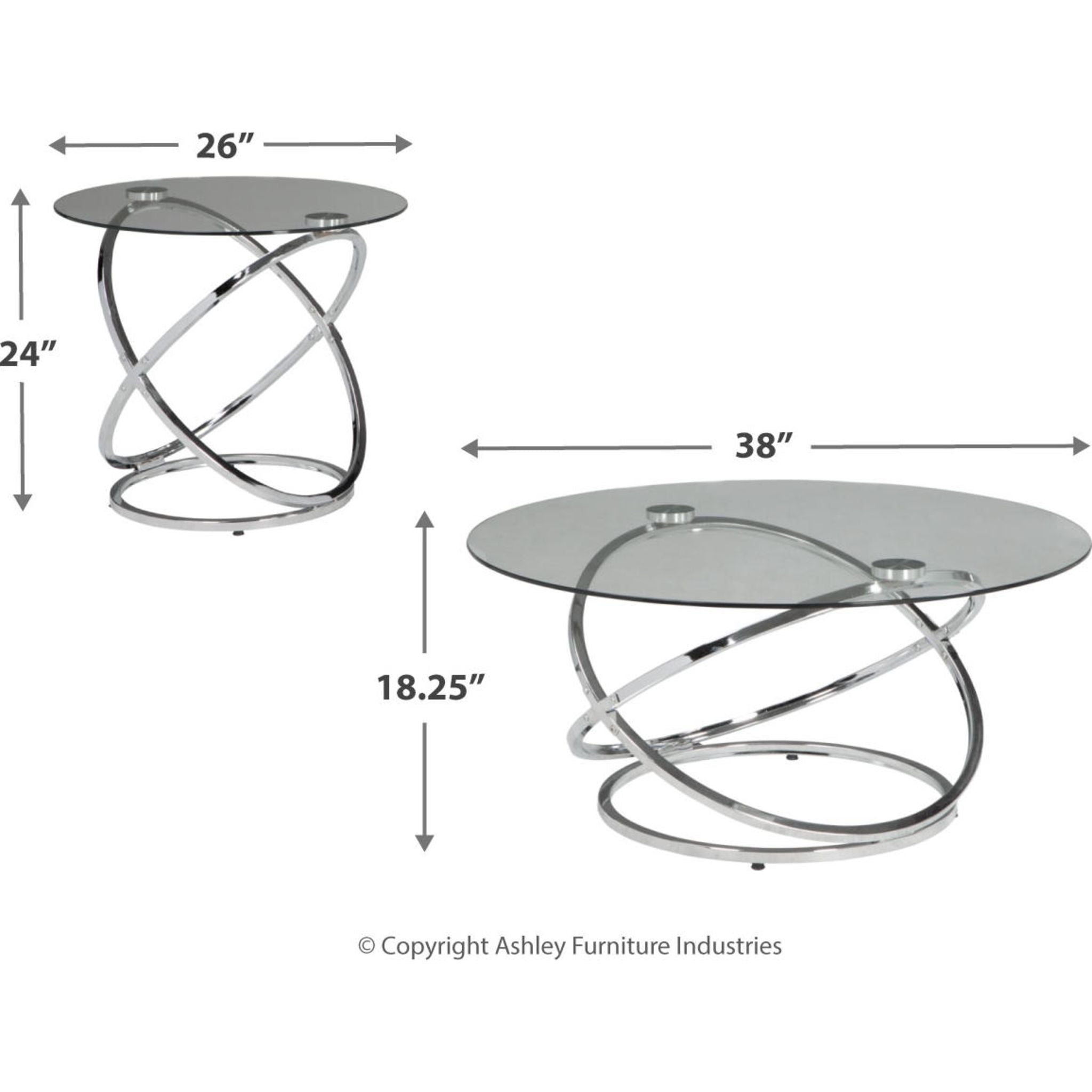 Lot de 3 tables Hollynyx - Finition chromée