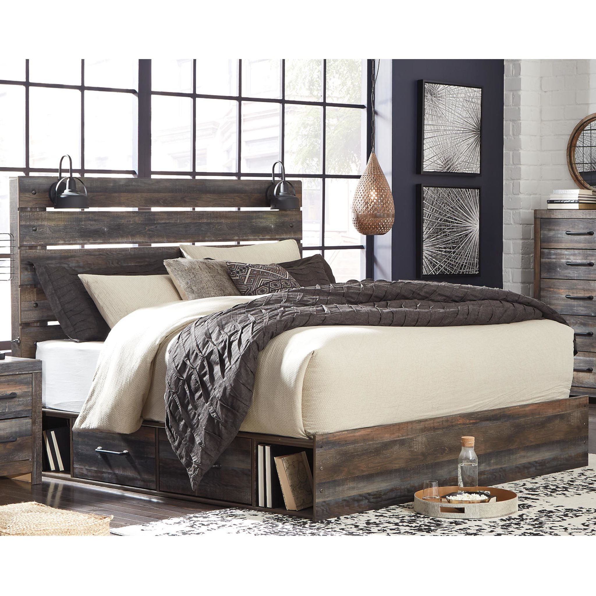 Chambre à coucher avec rangement Drystan 5 pièces pour très grand lit - Multi