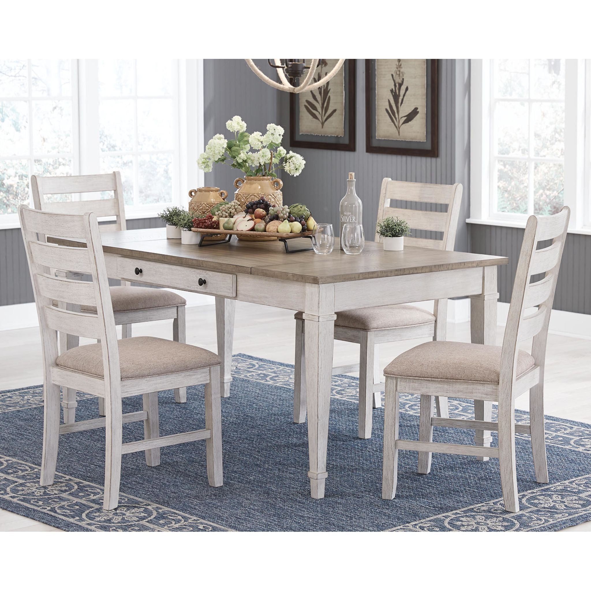 Table à manger Skempton - Blanc/Marron clair - (D394-25)