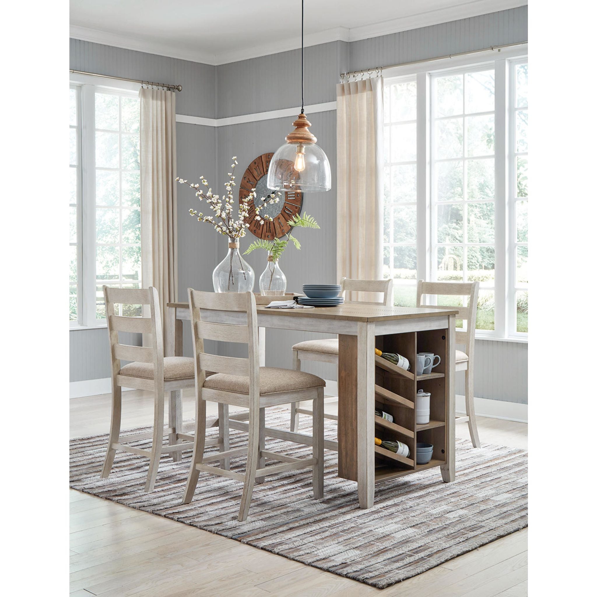 Table de bar Skempton - Blanc/marron clair - (D394-32)