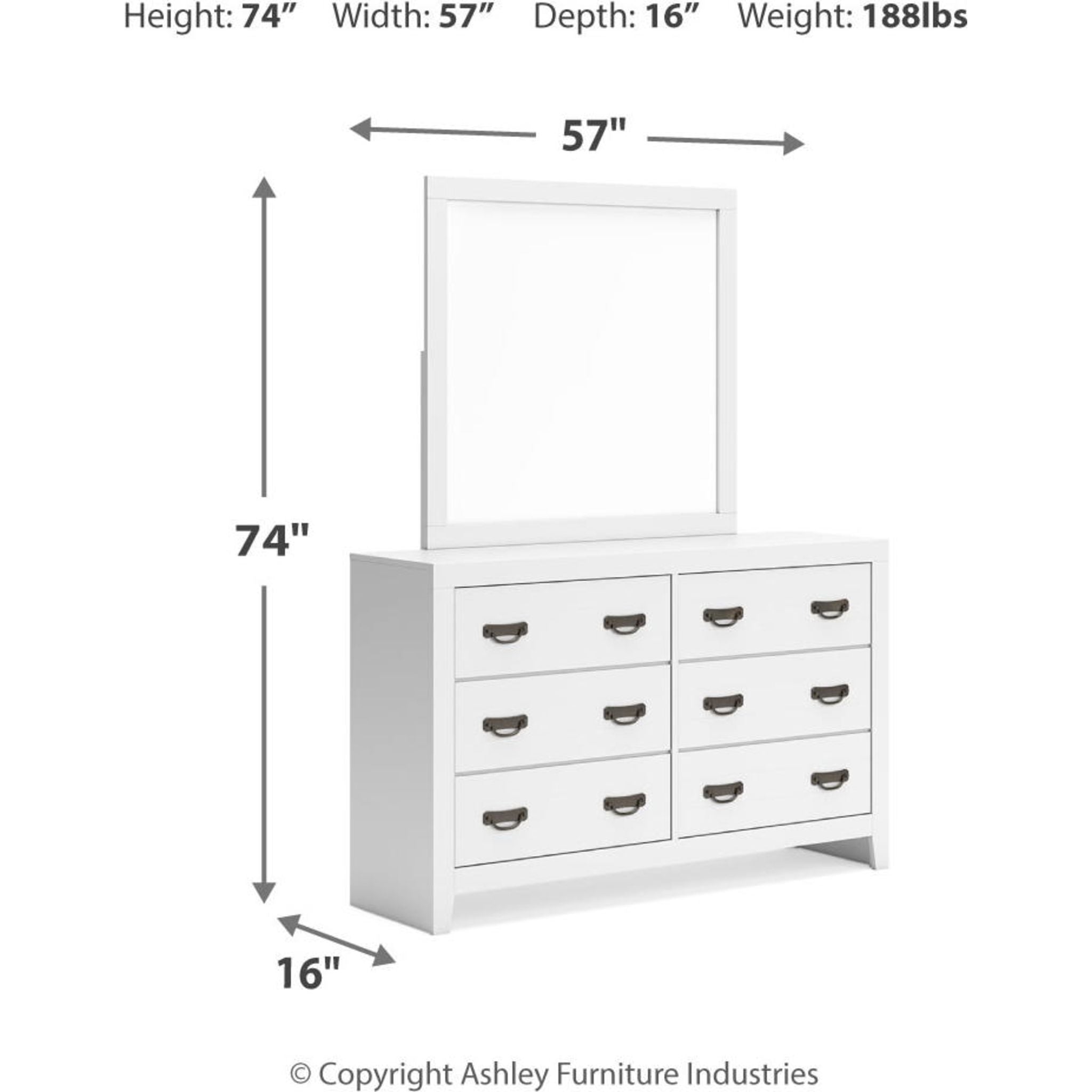 Chambre à coucher Binterglen 6 pièces avec deux lits simples - Blanc