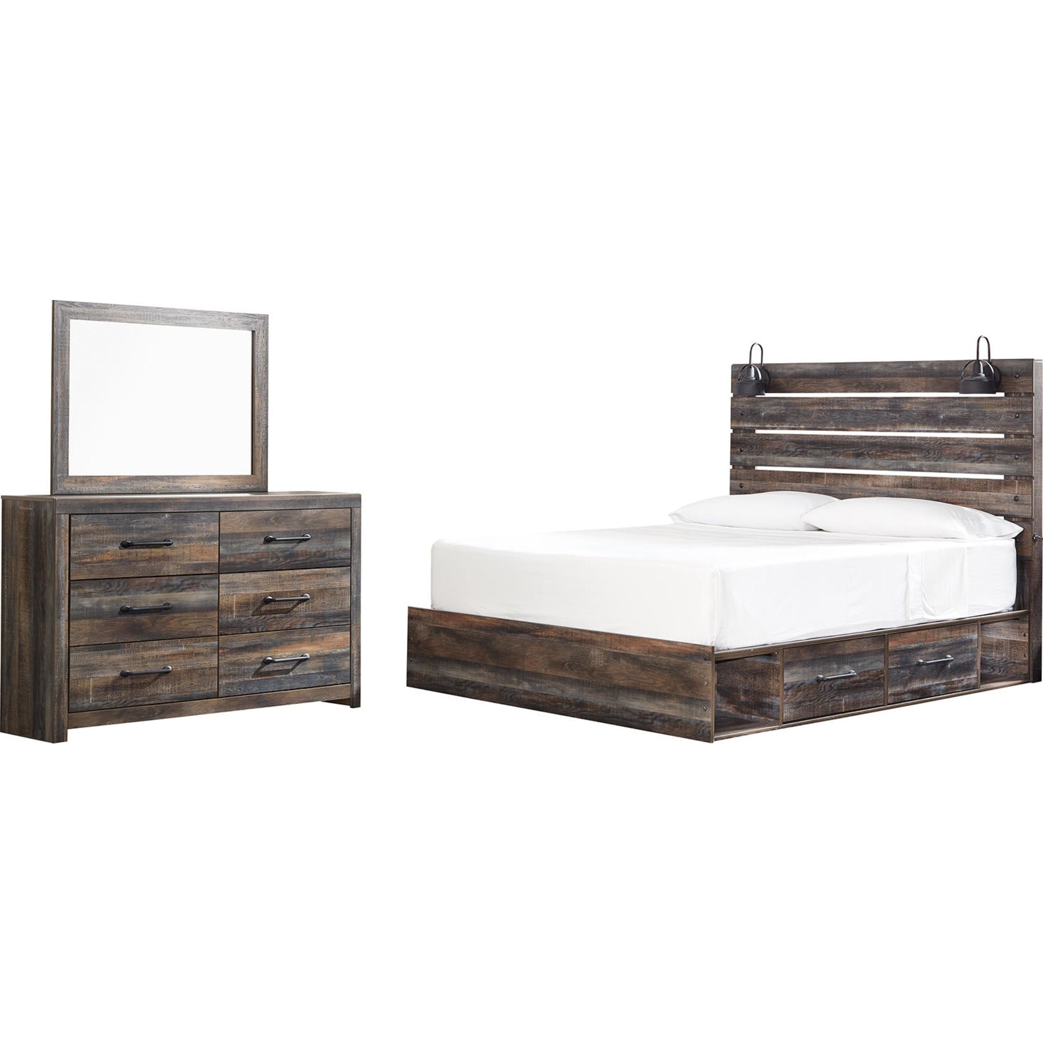 Chambre à coucher avec rangement Drystan 5 pièces pour très grand lit - Multi