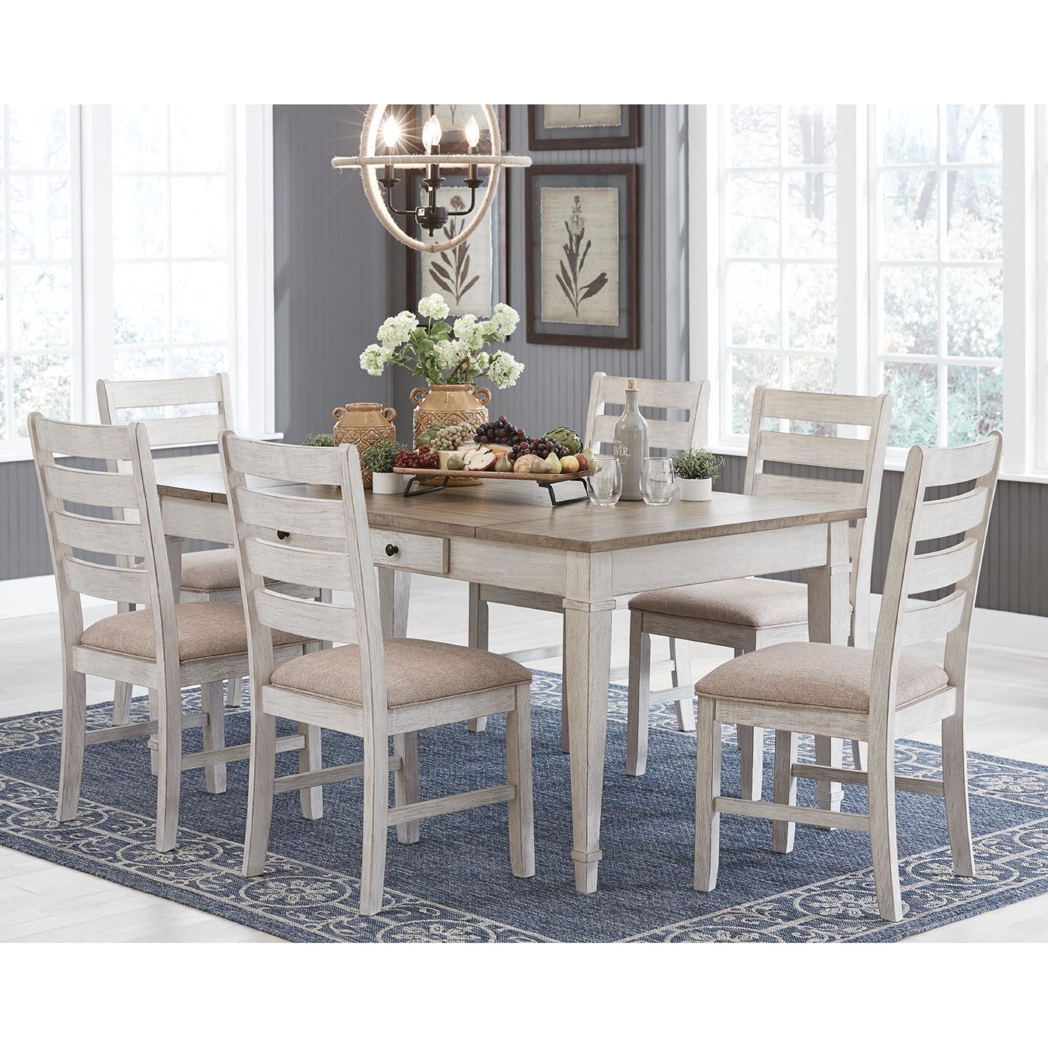 Table à manger Skempton - Blanc/Marron clair - (D394-25)