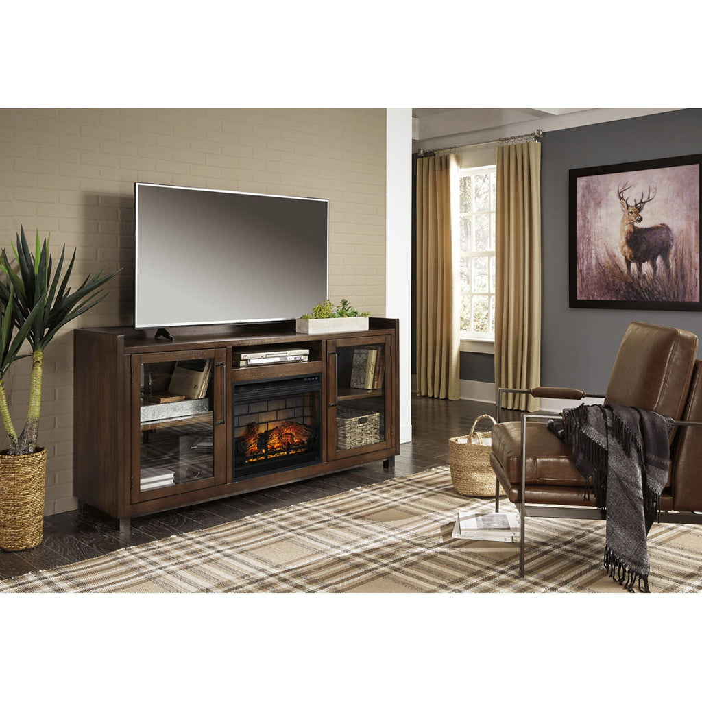 Meuble TV Starmore avec cheminée - Marron