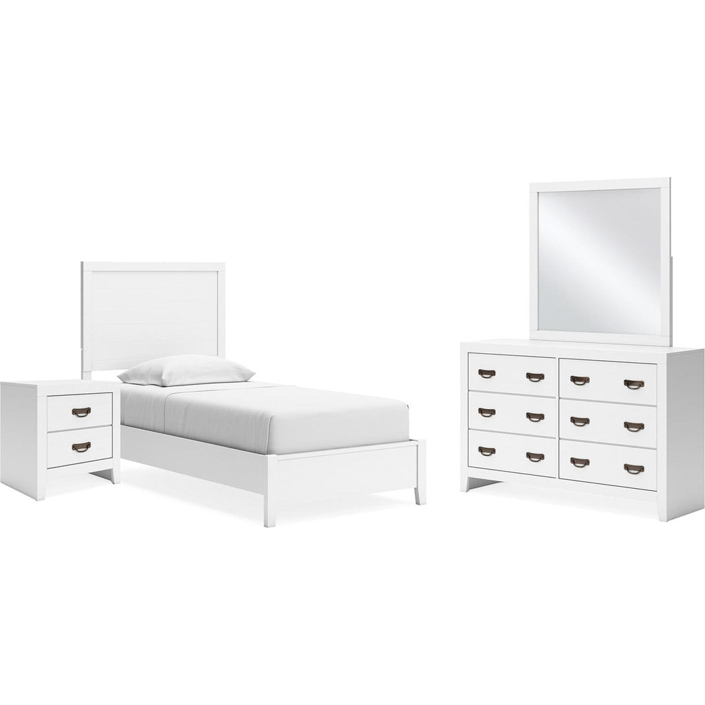 Chambre à coucher Binterglen 6 pièces avec deux lits simples - Blanc
