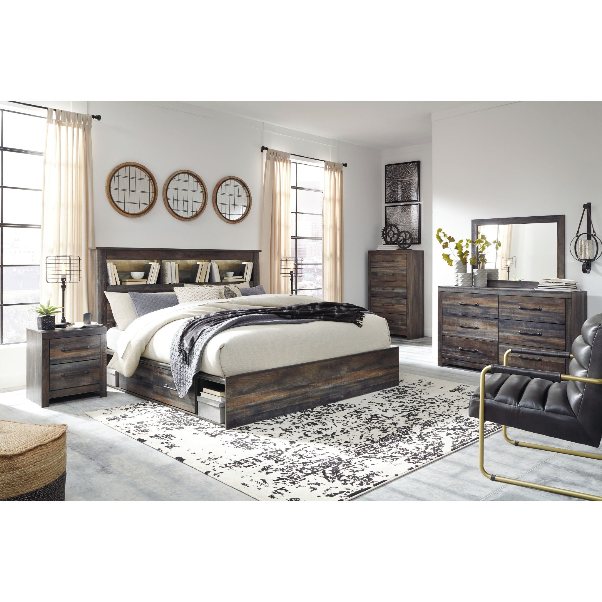 Chambre à coucher avec rangement Drystan 5 pièces pour très grand lit - Multi