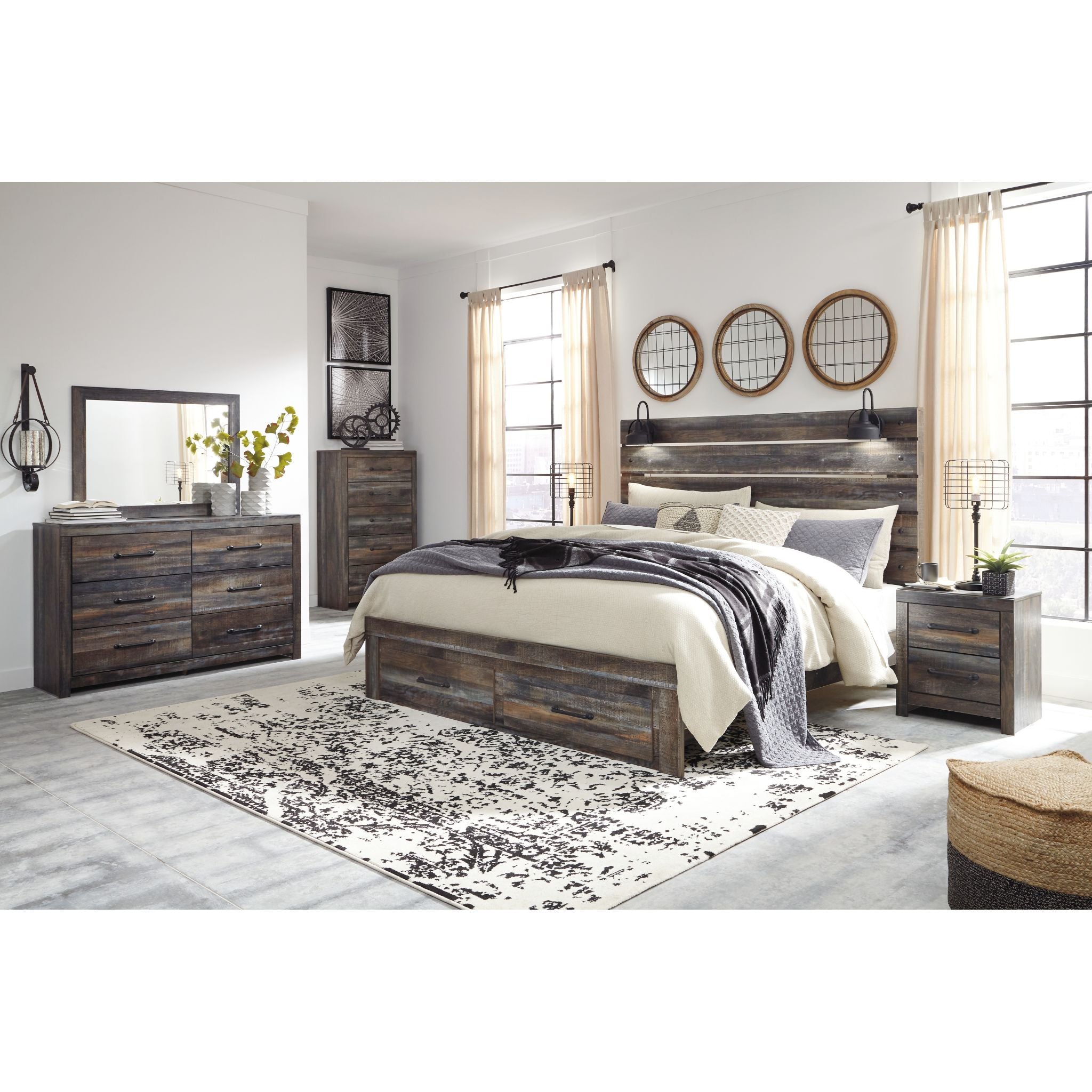 Chambre à coucher avec rangement Drystan 5 pièces pour très grand lit - Multi