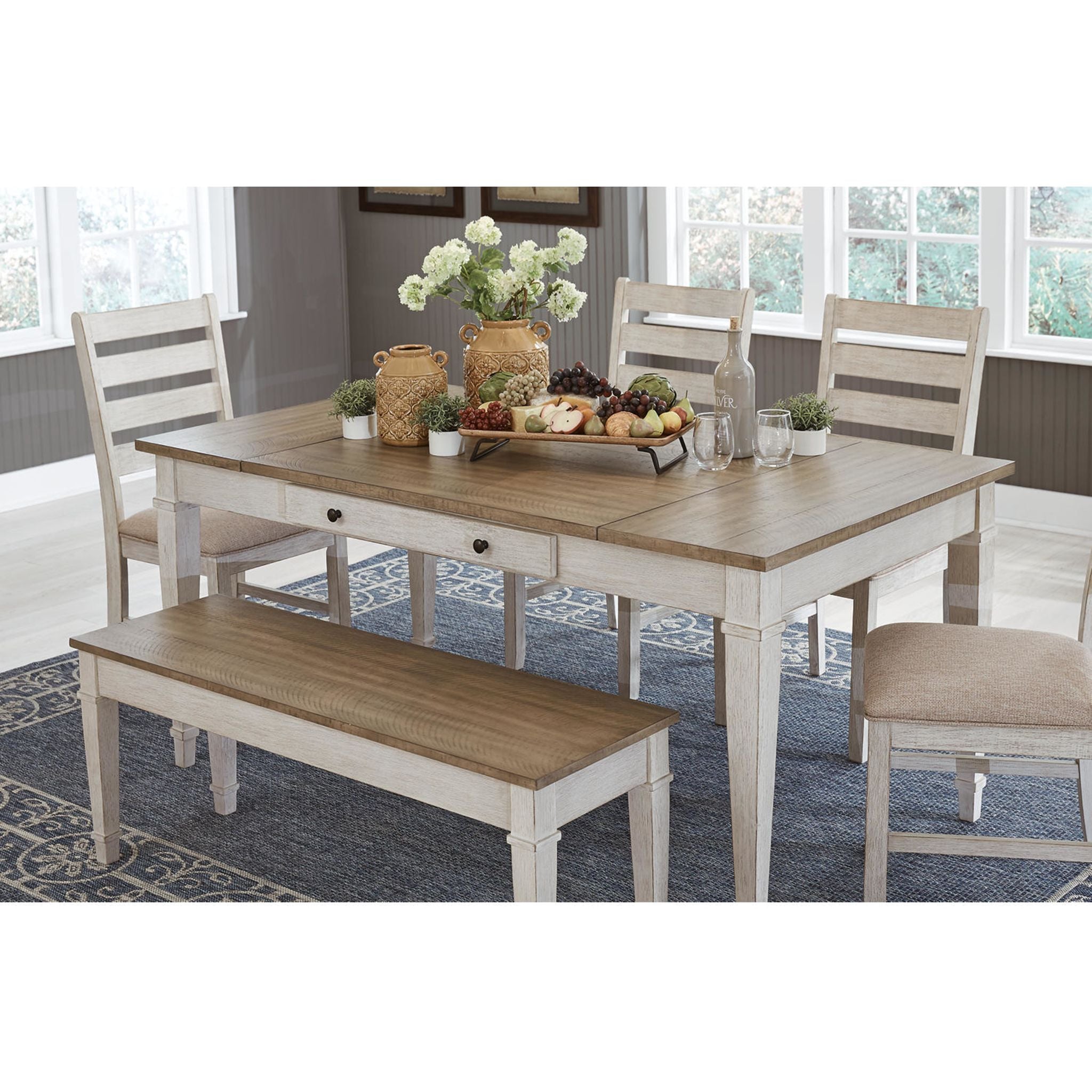 Table à manger Skempton - Blanc/Marron clair - (D394-25)