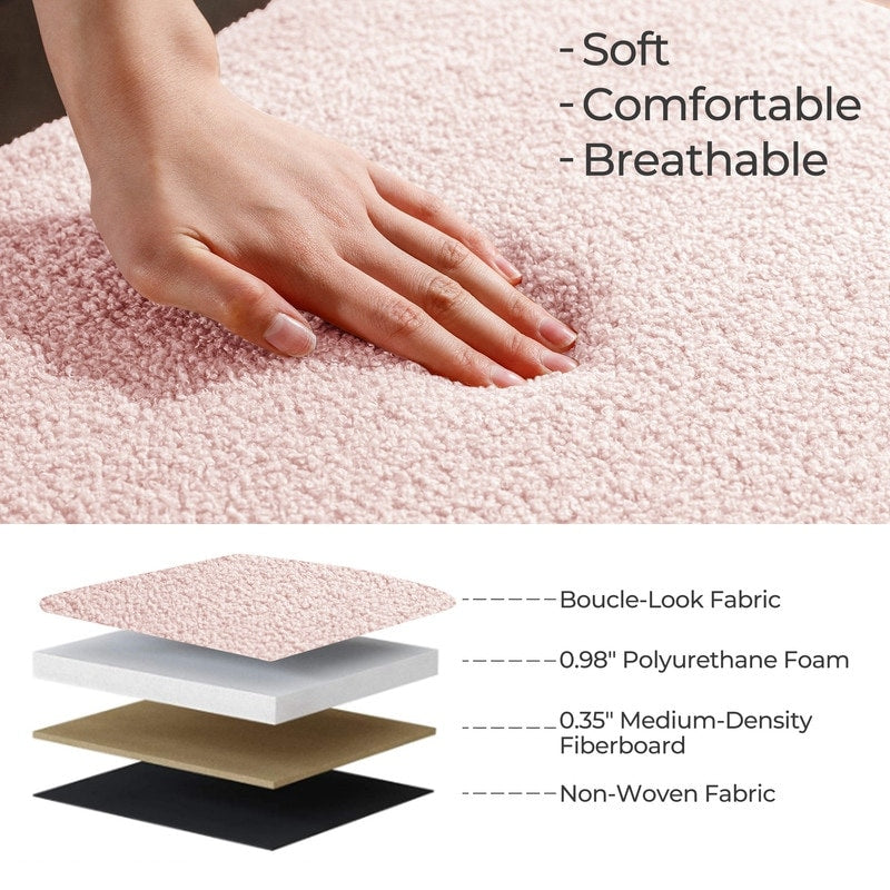 Banc ottoman de rangement en sherpa blanc cassé, repose-pieds, pour salon, chambre à coucher, pieds en bois