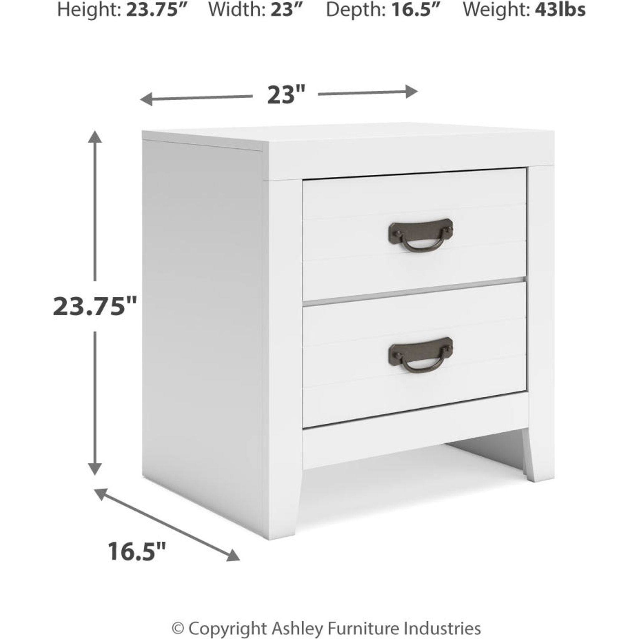 Chambre à coucher Binterglen 6 pièces avec deux lits simples - Blanc