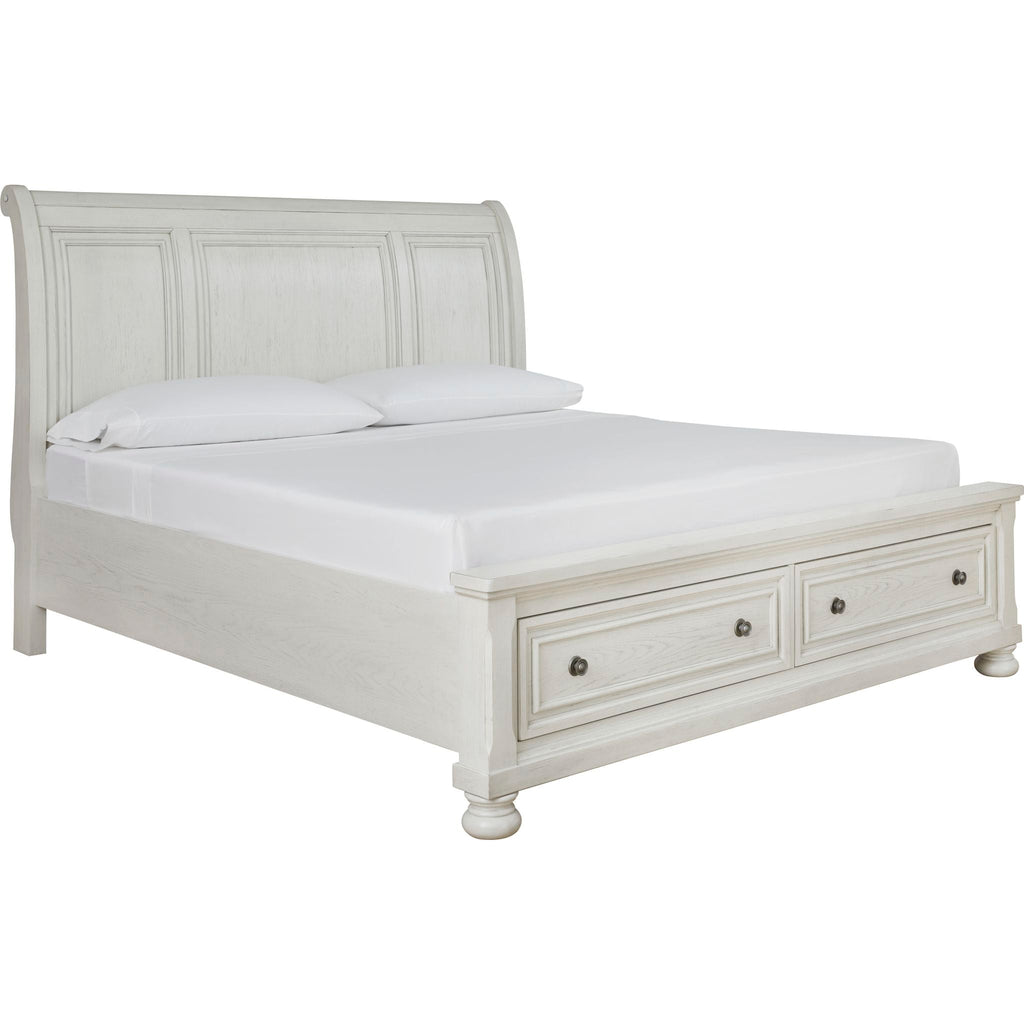 Chambre à coucher 5 pièces Robbinsdale avec lit king-size et lit traîneau - Blanc antique