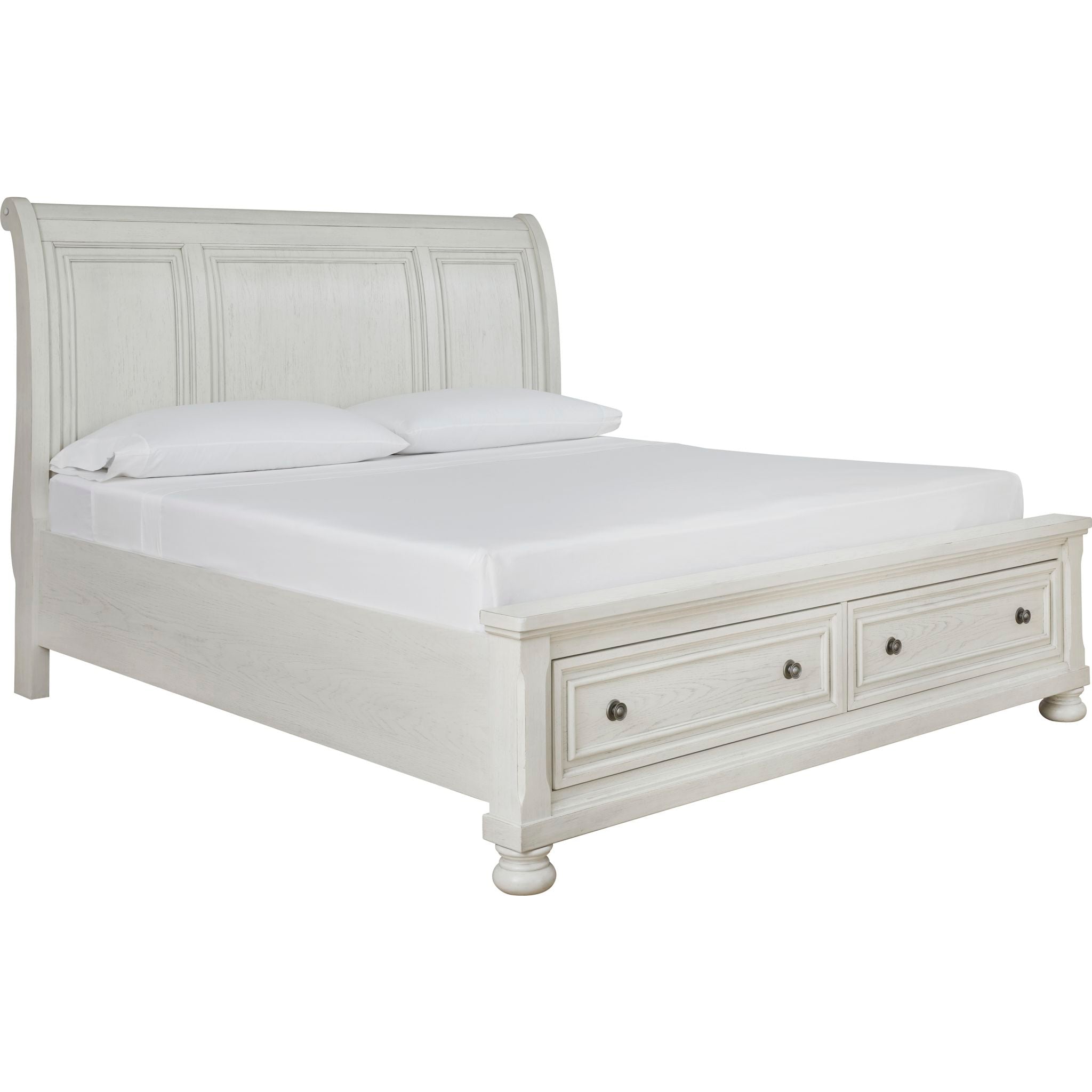 Chambre à coucher 5 pièces Robbinsdale avec lit king-size et lit traîneau - Blanc antique