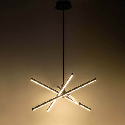 Lustre LED moderne en aluminium noir/doré, plafonnier linéaire Spoutnik pour salon/salle à manger/cuisine