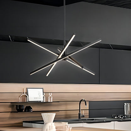 Lustre LED moderne en aluminium noir/doré, plafonnier linéaire Spoutnik pour salon/salle à manger/cuisine