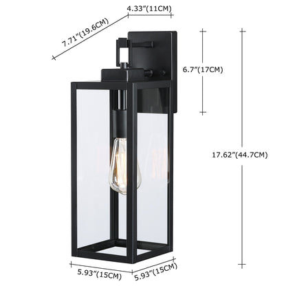 4-pack 1-Light Outdoor Wall Light with Matte Black Finish & Clear glass shade