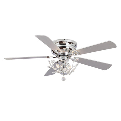 Ventilateur de plafond encastré moderne réversible à 5 pales en cristal avec télécommande
