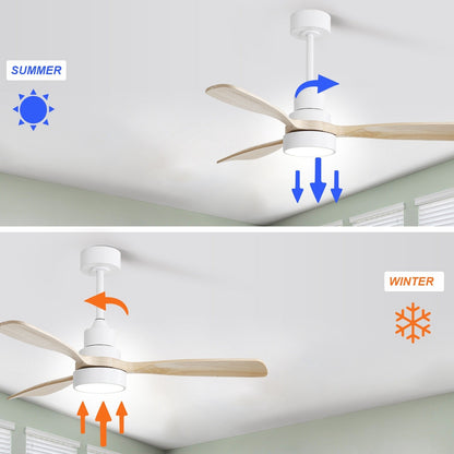 Ventilateur de plafond à LED intégré 48 et 52 pouces avec lumière et télécommande, moteur CC réversible