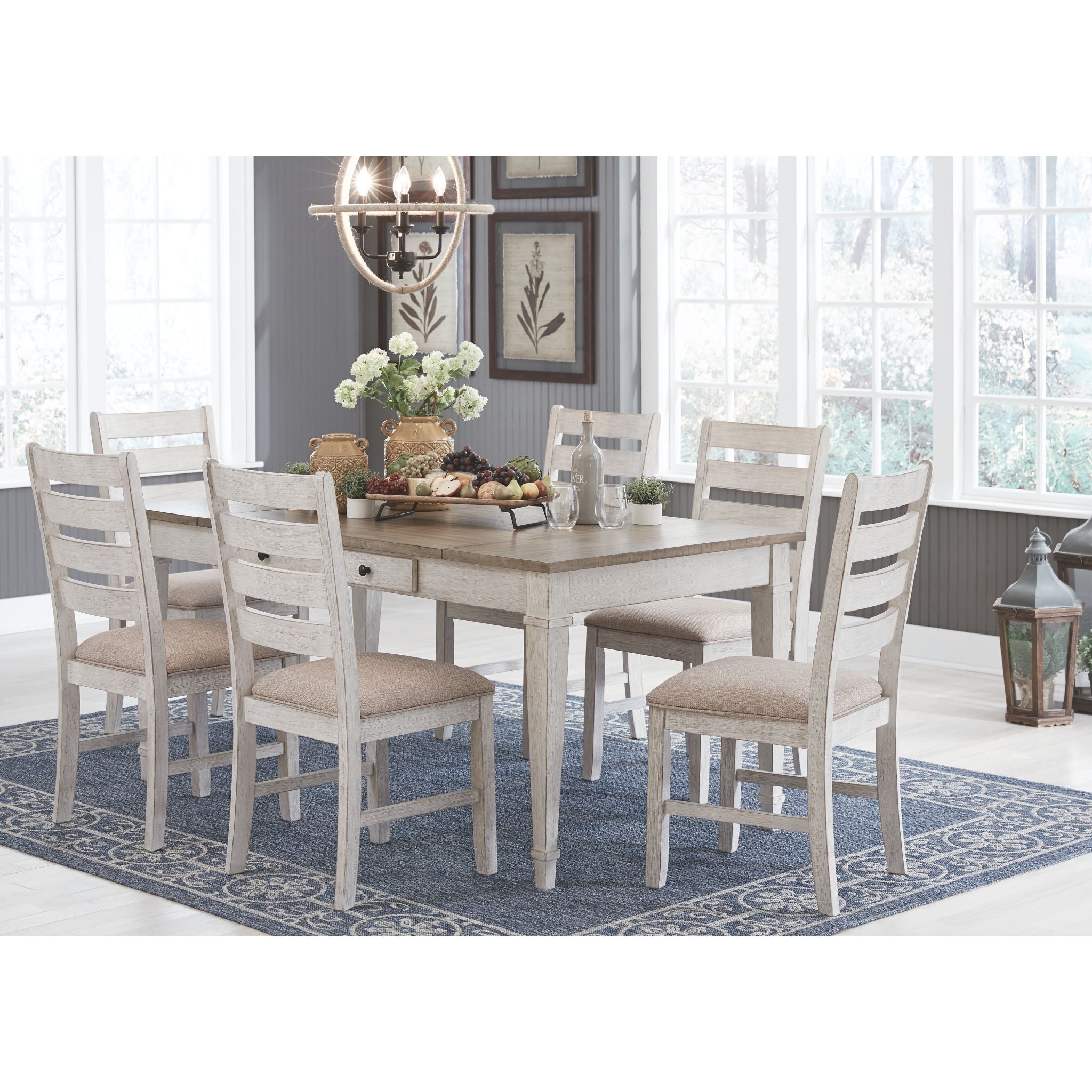 Table à manger Skempton - Blanc/Marron clair - (D394-25)