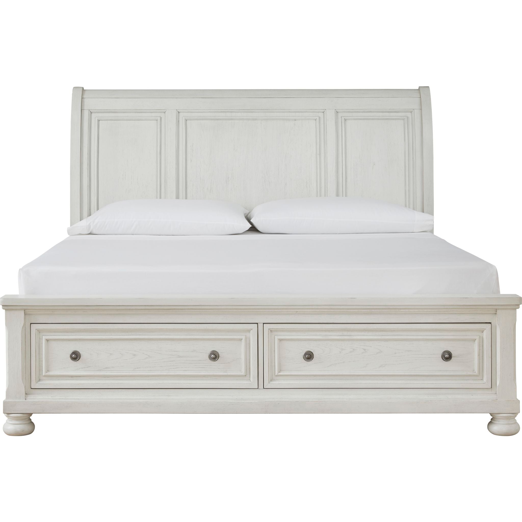 Chambre à coucher 5 pièces Robbinsdale avec lit king-size et lit traîneau - Blanc antique