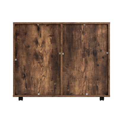 5-Drawer Wood Storage Dresser Cabinet with Wheels - Craft Organizer and Makeup Drawer Unit for Closet and Bedroom