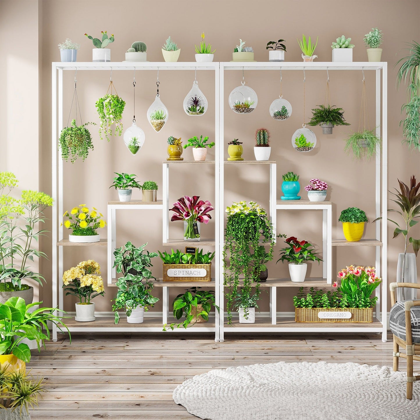 5-Tier Tall Indoor Plant Stand, 70.9 inches Plant Shelf with 10PC Hanging Hooks
