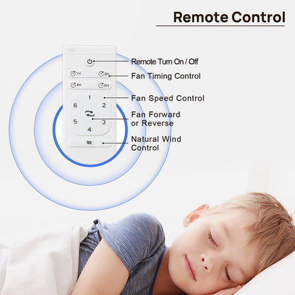 Ventilateur de plafond moderne en bois massif/ABS de 52 pouces avec télécommande (sans lumière), 6 vitesses de vent, flux d'air réversible