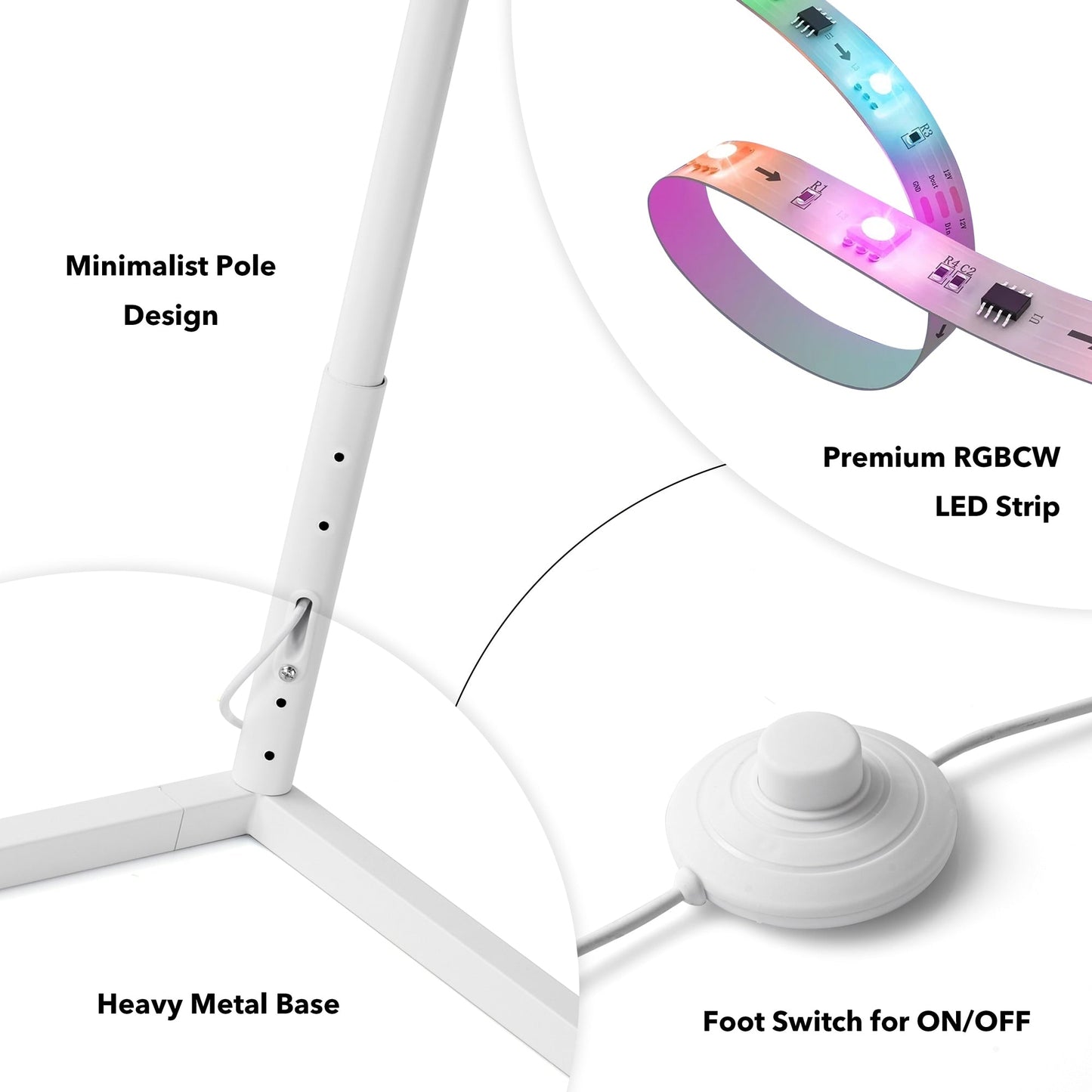 55 RGB Metal Corner Lamp Minimalist LED Floor Lamp