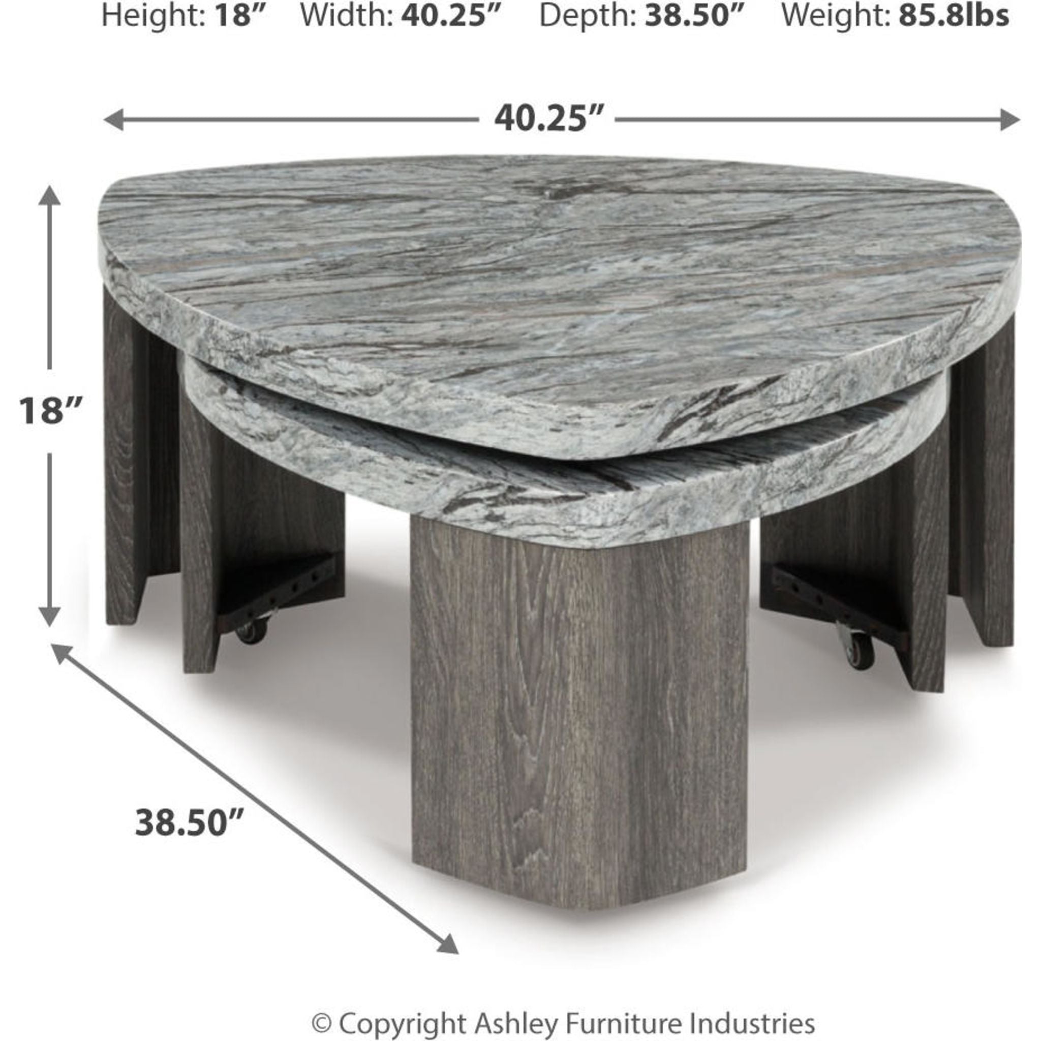 Table basse empilée Surmour - Gris/Marron